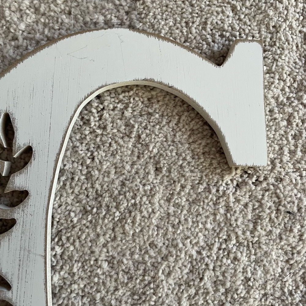“C” White Vine Letter Wood Wall Decor Sign - Picture 3 of 3